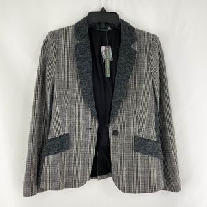 EVENT Polyester/Wool Black Grey Plaids Blazer Jacket